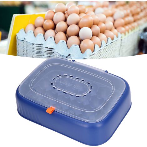 Eieraufbewahrungsbox mit 24 Fächern, Eieraufbewahrungsbox für den Kühlschrank, Lebensmittelaufbewahrungsbox mit Klappdeckel, marineblau. (1/5)