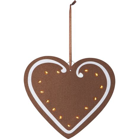 Guirlande lumineuse de Noël Star Trading « Merry » en feutre, cœur en pain d'épices avec 14 LED, piles + minuteur, marron, L 27 cm (1/4)