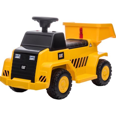 Camion-benne électrique enfants plateau basculant 3 km/h phares klaxon jaune 74,5 x 36 x 43,5 cm