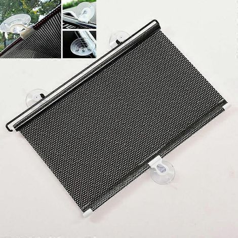 Pare-soleil de pare-brise noir enroulable pour voiture, 58 x 12 pouces. (1/4)