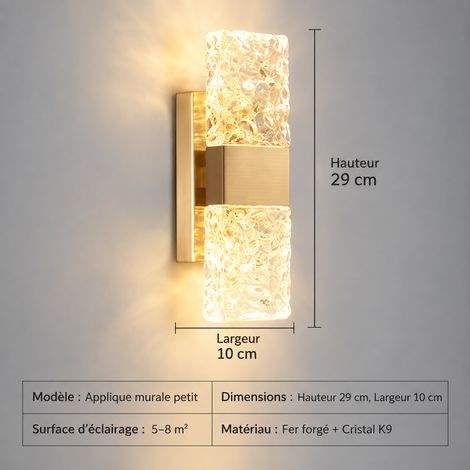 Applique murale moderne en verre LED 120310 lumière blanche pour salon chambre 3 kg – Livraison gratuite