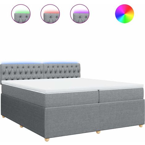 Maison Exclusive - Sommier à lattes de lit avec matelas Gris clair 200x200cm Tissu (1/5)