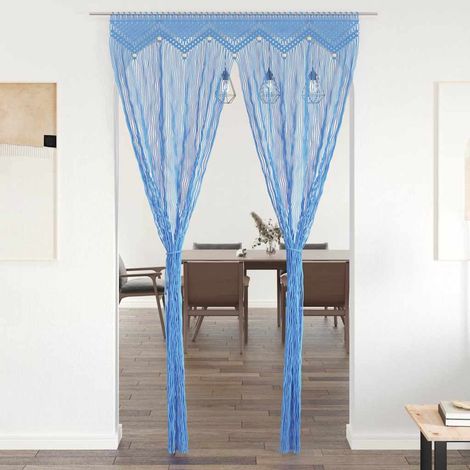 Rideau en macramé Bleu 140x240 cm Coton (1/5)