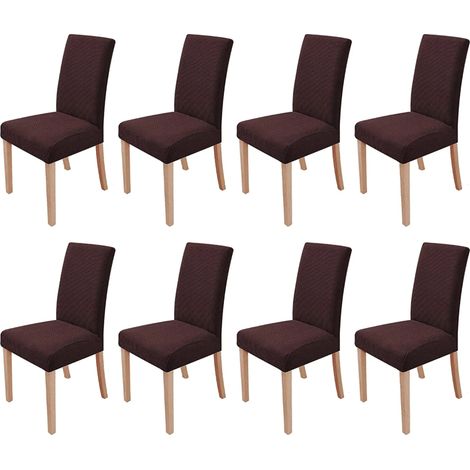 MINKUROW - Juego De 8 Fundas Elásticas Para Sillas De Comedor, Extraíbles Y Lavables, Modernas Y Elásticas, Para Decoración De Sillas, Banquetes, Bodas, Fiestas (Marrón Oscuro) (1/5)