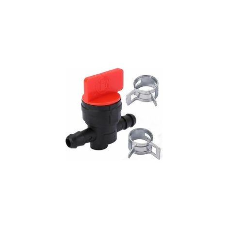Robinet d'arrêt de carburant pour tondeuse à gazon, robinet d'essence avec 2 clips, compatible avec tuyau de 6 à 8 mm, accessoire de jardin durable pour moteurs essence et diesel. (1/5)