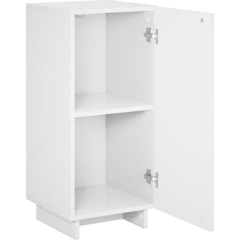 Buffet de Cuisine Blanc Brillant, Meuble Rangement 33.5 x 34.5 x 75 cm en Bois d'Ingénierie, Armoire de Stockage Moderne pour Salle à Manger et Salon (1/5)