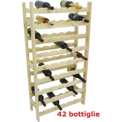 Cave a' vin 42 places en bois de pin 63 x 25 x 98 h e'paisseur lattes 16 mm e'tage're a' vin (1/2)