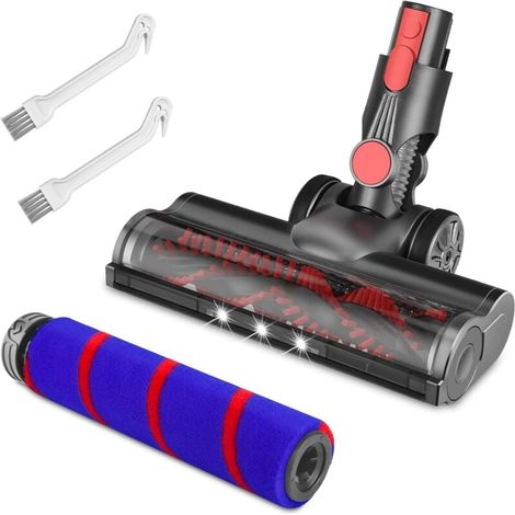 Brosse d'aspirateur compatible avec Dysoñ v7 v8 v10 v11 v15 Animal Motorhead Absolute Head Fluffy Broom Pièces de rechange Accessoire Rouleau de nettoyage doux et brosse turbo électrique 3 LED XXW (1/4)