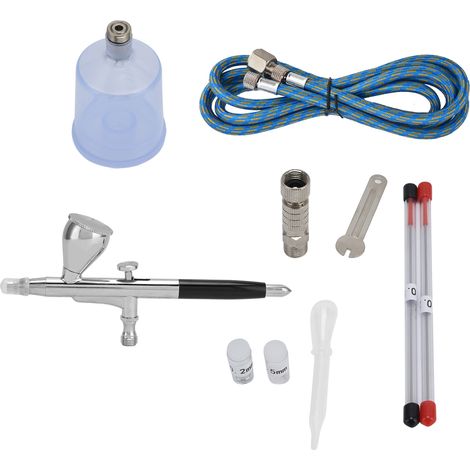 Kit aérographe G1/8 avec pistolet à peinture, godet, buses et aiguille pour la décoration intérieure et les travaux de peinture à l'aérographe. (1/5)