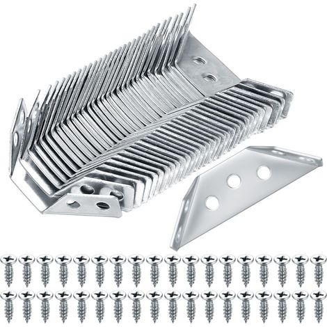 Set mit 30 universellen Eckverbindern aus Edelstahl, dreieckigen Winkeln für Möbel, Schränke, Stühle und Tische.