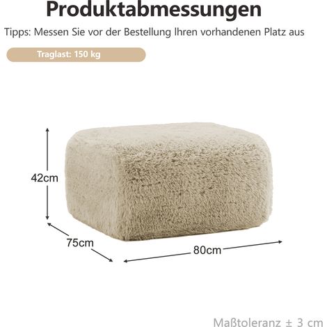 Pouf Aviana rembourré en tissu peluche - Teinte vert sauge - Coussin de sol moelleux pour salon, chambre - 1 pièce (1/3)