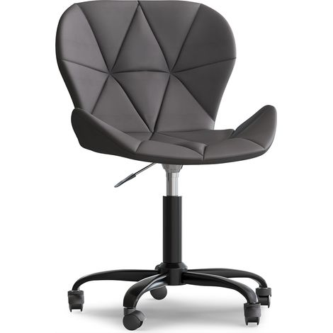 Office Chair with Wheels - Swivel Desk Chair - Upholstered in Faux Leather - Black Wito Frame Grey