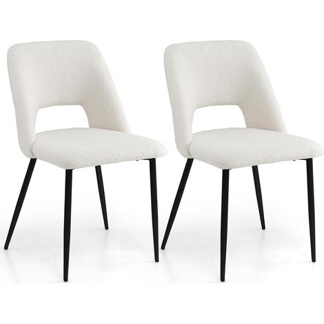 COSTWAY Chaises de Salle à Manger Lot de 2, Chaise Velour avec Dossier Creux, Pieds en Métal, Chaise Salon Rembourrée pour Cuisine, Chambre, Beige (1/5)