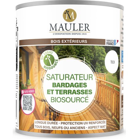 Saturateur bois longue durée - 5L Mat Teck - Protection UV et intempéries - Saturateur bardages et terrasses biosourcé Mauler