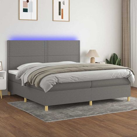 vidaXL Sommier à lattes de lit et matelas et LED Gris foncé 200x200 cm (1/5)