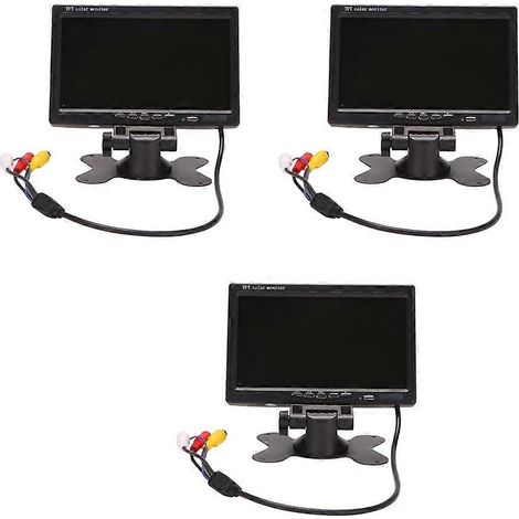 3 monitores TFT LCD a color HD de 7 pulgadas, 12V-24V, para cámaras de visión trasera CCTV de automóviles. Electrónica automotriz. (1/5)