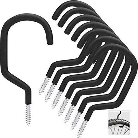 Crochet de vélo 8 pièces, support de vélo adapté à une utilisation polyvalente, à visser, pour abri, garage, jardin, revêtement plastique pour support mural/plafond