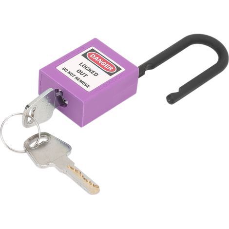 Cadenas de sécurité ignifuge 38mm avec 2 clés, résistant à la poussière pour chantiers, usines et hôpitaux (Violet) (1/5)