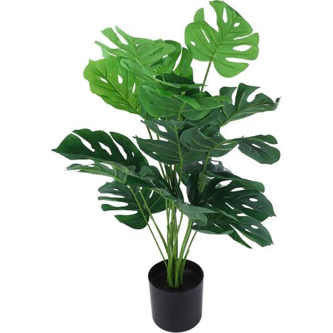 Monstera deliciosa artificielle de 80 cm, 18 feuilles, en plastique réaliste, fausse plante décorative en pot pour intérieur et extérieur. (1/5)