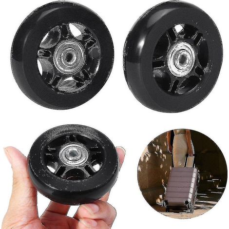 Roulettes pour remplacement sur valise, pivotantes en caoutchouc, avec roulements inclus - dimensions: 70 mm x 24 mm - lot de 2 (1/3)