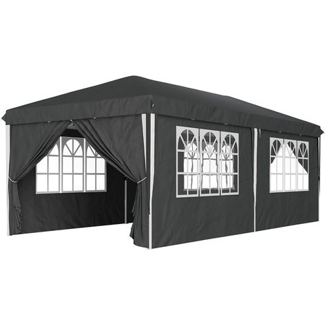 Gazebo Con Pareti Laterali Finestre E Porte Removibili Pieghevole Altezza Regolabile Struttura Pop Up Resistente In Metallo Pergolato Per Giardino Eventi Feste E Catering 3x6 Metri Nero (1/5)