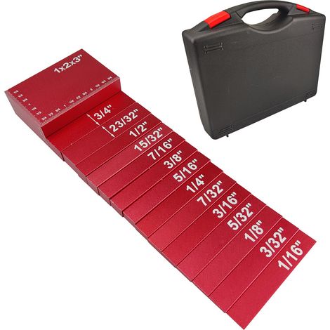 Kit d'altimètre à blocs de réglage impériaux 15, bandes de réglage de précision en aluminium, blocs de réglage, Guise, rouge, 15, 19 x 11 x 5 cm (1/5)