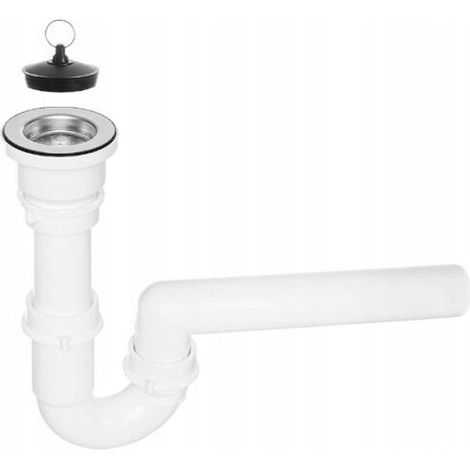 Siphon pour lavabo simple - 55 mm - Métallique - 2" - PP + Acier inoxydable 304 (1/2)