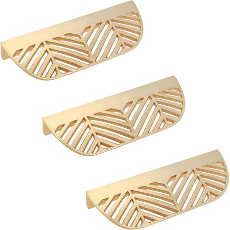 Set di 3 maniglie per mobili, maniglia per mobile da cucina in ottone dorato, maniglia per porta/cassetto in rame - Modello grande in rame (1/5)
