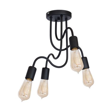 Plafoniera industriale nera opaca Dow 4xE27 Luminex