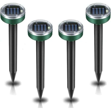 Repelente solar profesional para topos, 4 piezas, repelente de topos, repelente de moscas, repelente ultrasónico de plagas, repelente solar para topos, repelente de topos-Crezuo