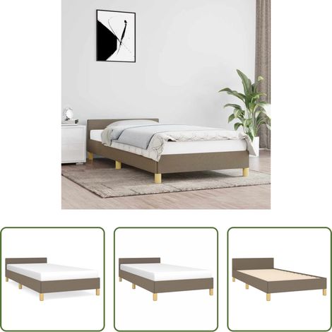 Kopfteil - Bettgestell mit Kopfteil ohne Matratze Taupe 90x190 cm Stoff (1/5)