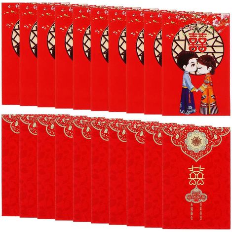80 porte-monnaie pratiques, enveloppes rouges festives, sacs à monnaie pour cadeaux de mariage-9x6.5cm (1/3)