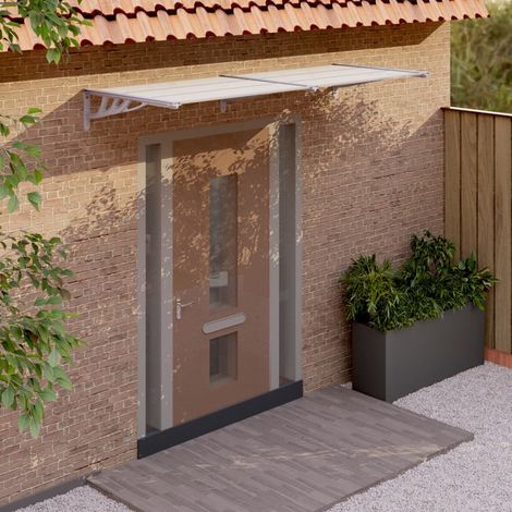 Auvent de porte,Marquise de Porte d'entrée,Store Banne Gris et transparent 239x90 cm Polycarbonate -FR99031 (1/5)