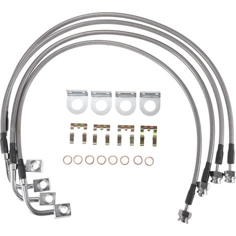 Jeu de Durites de Frein Aviation en Acier Inoxydable Argent - Longueur 69cm - OEM 1K0122291BM pour Jeep Wrangler JK 2007-2018 (1/5)