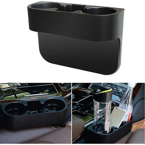 Porte-gobelet de voiture pour espace entre les sièges, compatible avec gobelet, bouteille, canette, téléphone et clés. Accessoires de style automobile - Noir (1/4)