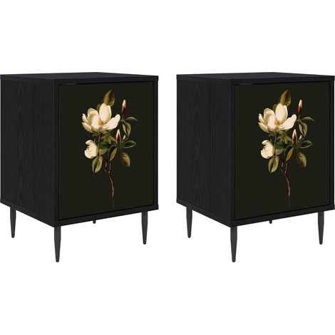 Mesa de noche BREMEN 2 uds. Roble Negro 36 x 33 x 51 cm vidaXL
