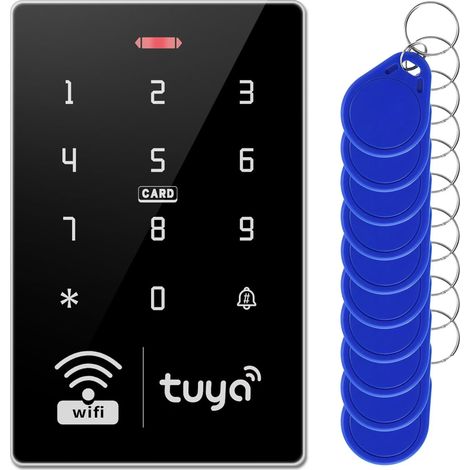Clavier WiFi pour contrôle d’accès – Lecteur RFID – 10 Porte-clés IC – IP68 – Double fréquence IC/ID – 1000 utilisateurs – Sortie WG26/34 – Maison/Bureau/Appartement (1/5)