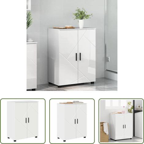 Rangement salle de bain -  Cabinet de salle de bain Blanc brillant 60 x 35 x 80 cm (1/5)