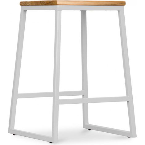 Barhocker im Industriedesign - Holz & Metall - 60cm - Big Boy Hellgrau (1/5)