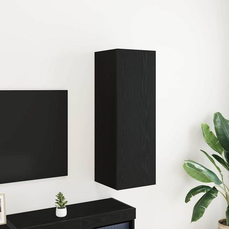 vidaXL Wall TV Cabinet 30.5 x 30 x 90 cm Black Oak Engineered Wood