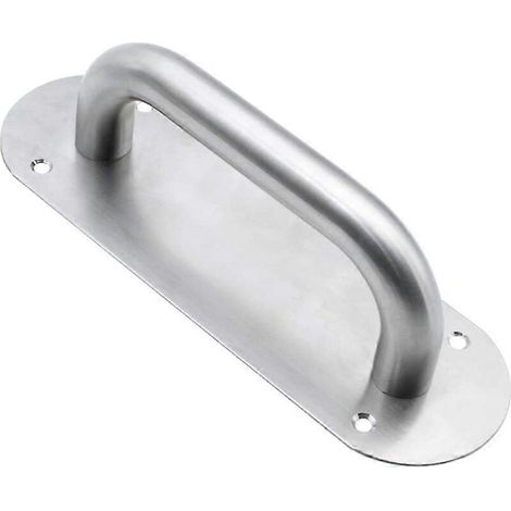 Poignée de porte coulissante en acier inoxydable, poignée de porte robuste pour toilettes et armoire (200 mm x 65 mm/ovale) (1/4)