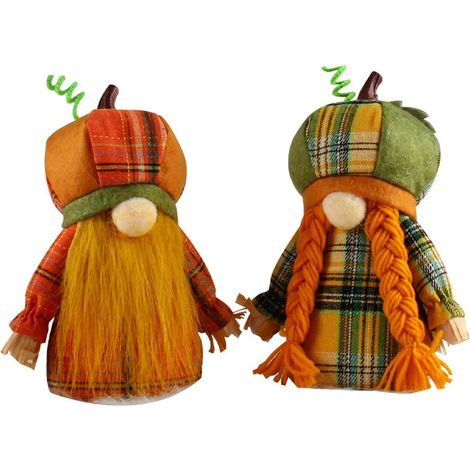Set mit 2 Plüsch-Herbst-Gnomen für Halloween, Partys und Zuhause