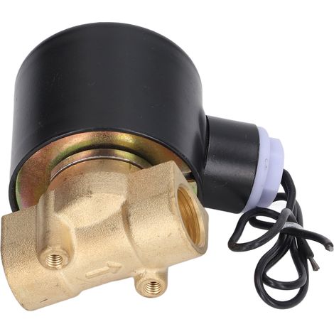 Magnetventil 2W, normalerweise geschlossen, Messing-Kupferkernspule, elektrisches Magnetventil für Wasser, Gas und Öl, 3/8 Zoll, DC 24 V (1/5)