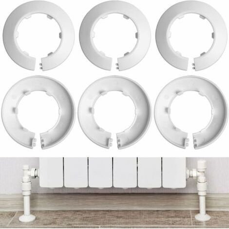 Lot de 6 rosaces de radiateur Ø 47 mm extérieur – Ø 17 mm intérieur – Pour tuyaux 3/8 pouce DN10 – Installation rapide par clip (1/5)