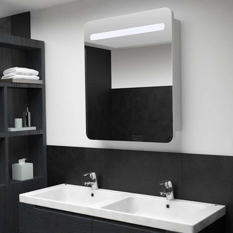Armoire murale de salle de bain à miroir à LED - Meuble de rangement 68x9x80 cm BV623907 - BonneVie (1/5)