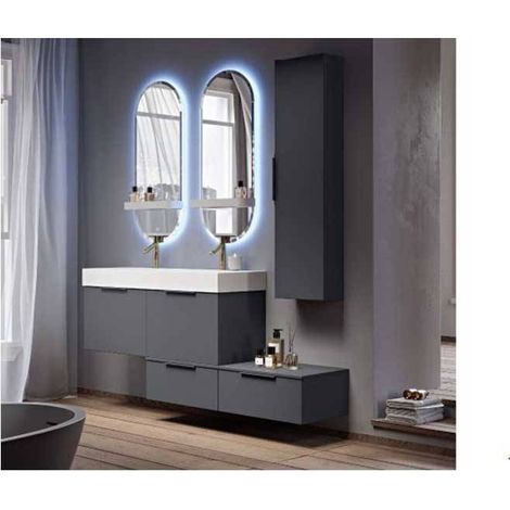 Mobile Bagno PREMIUM - Nero Opaco - da 120 cm - Made in Italy - Lavabo Consolle In Resina (1/2)