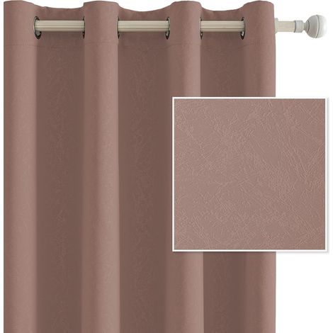 Lot De 2 Rideau Occultant, 140x225 CM, Rideau Thermique Isolant Anti Froid et Chaleur À Oeillets, Isolation Lumiere Anti UV Decoration pour Maison Chambre Salon Intérieurs, Rosa Selvatica (1/5)