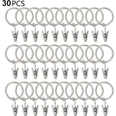 30 Gardinenringe mit Clips