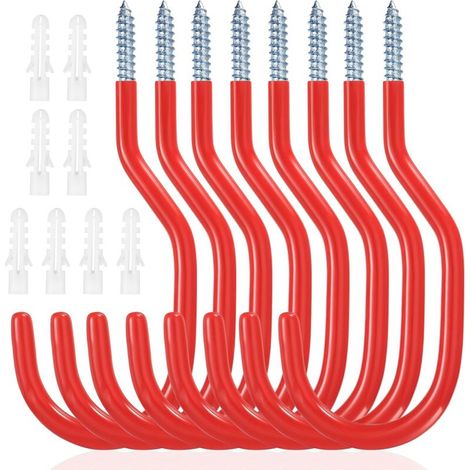 8-teiliges Fahrradhaken-Set, Wandhalterung für Fahrräder, Aufbewahrungshaken, Wandhalterung für Fahrräder, Garagenhaken, Schraubhaken für Garagendecke, Fahrräder, Elektrowerkzeuge, Gartenschläuche (Ro