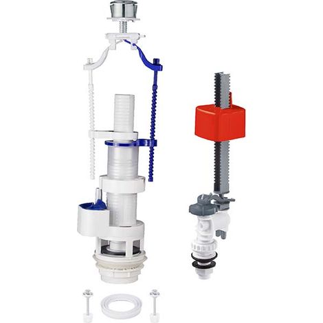 Meccanismo doppio scarico wc per vaso MONOBLOCCO + Galleggiante BASSO - CR (1/3)